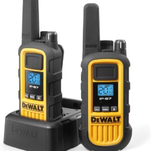 DEWALT DXFRS800 2 Watt Heavy Duty Walkie Talkies – Waterproof, Shock Resistant, Long Range & Rechargeable Two-Way Radio with VOX