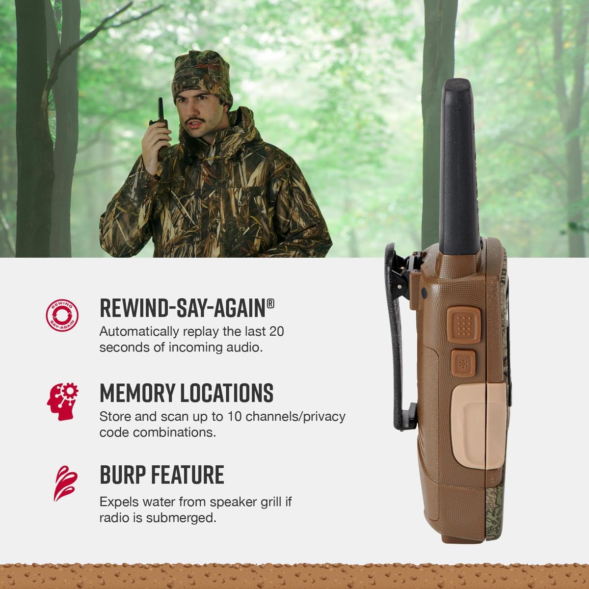Cobra ACXT1035R FLT Waterproof Walkie Talkies - Rechargeable, Floats, 22 Channels, Long Range 37-Mile Two-Way Radio Set (2-Pack) 4 Cobra ACXT1035R FLT Waterproof Walkie Talkies - Rechargeable, Floats, 22 Channels, Long Range 37-Mile Two-Way Radio Set (2-Pack) - Image 4