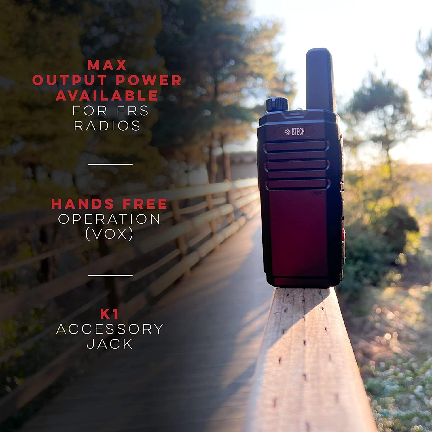 BTECH FRS-B1 8 Pack FRS Business, Adult Walkie Talkies, NOAA, High Output Two-Way Radio. Full Kit with Earpiece Kit, Holsters, Desktop Charger, Built in Flashlight, NOAA, and More 4 BTECH FRS-B1 8 Pack FRS Business, Adult Walkie Talkies, NOAA, High Output Two-Way Radio. Full Kit with Earpiece Kit, Holsters, Desktop Charger, Built in Flashlight, NOAA, and More - Image 4