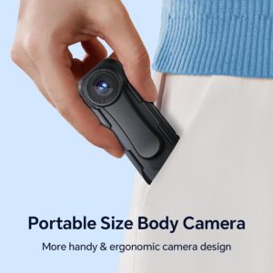 BOBLOV W1 64GB HD 1080P Body Worn Camera, Wearable Body Camera with 2 Clips, Loop Recording Body Camera Support Time Stamp, Back Clip for Traveling, Driver, Delivery Man, Lecture Recording