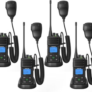 SAMCOM Two Way Radio with Shoulder Speaker Mic,5W High Power 2 Way Radios Long Range,Walkie Talkie earpiece with mic for Adults Construction Site School Security(4 Pack)